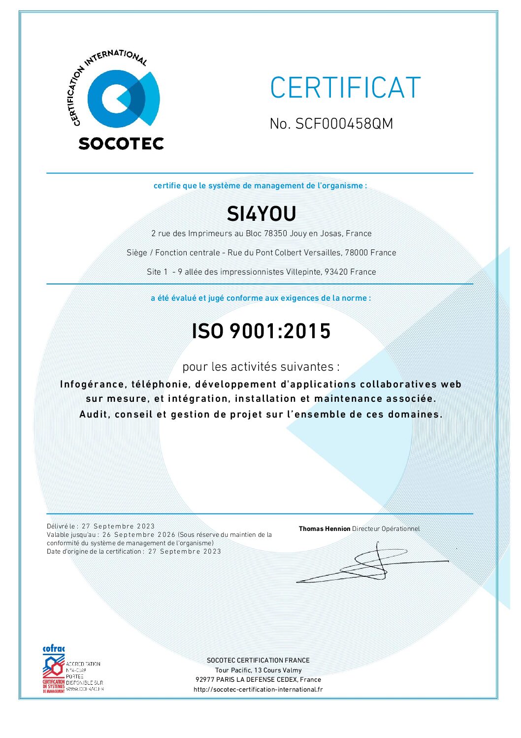 SI4YOU_CERTIFICAT 9001